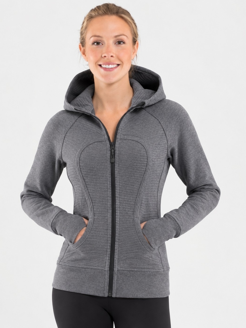 LULULEMON Scuba Hoodie Sz 6 Stripe Coal/Classic Sport Grey Athleisure Cotton